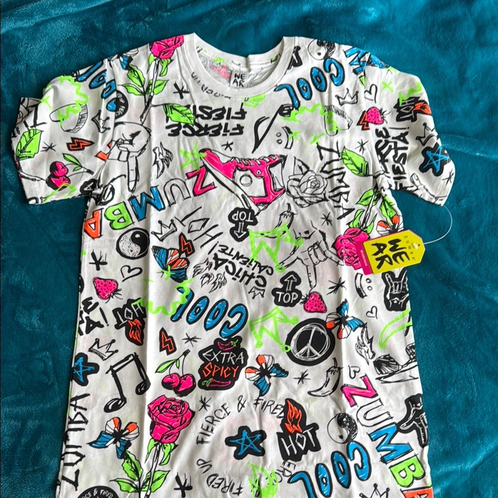 Zumba Fierce and Fired Up Tee with Vibrant Graphics XS/S